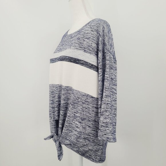 GAP Front Tie Blue White Striped Heathered Top - Picture 5 of 8